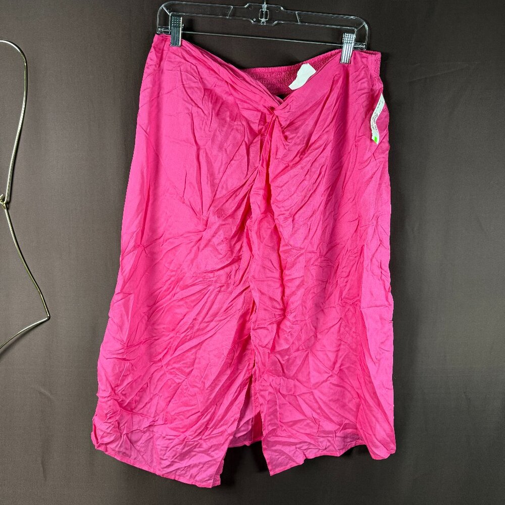Lands' End Women's M-1X LONG Sheer Modal Twist Front Swim Cover-up Skirt Knee Le